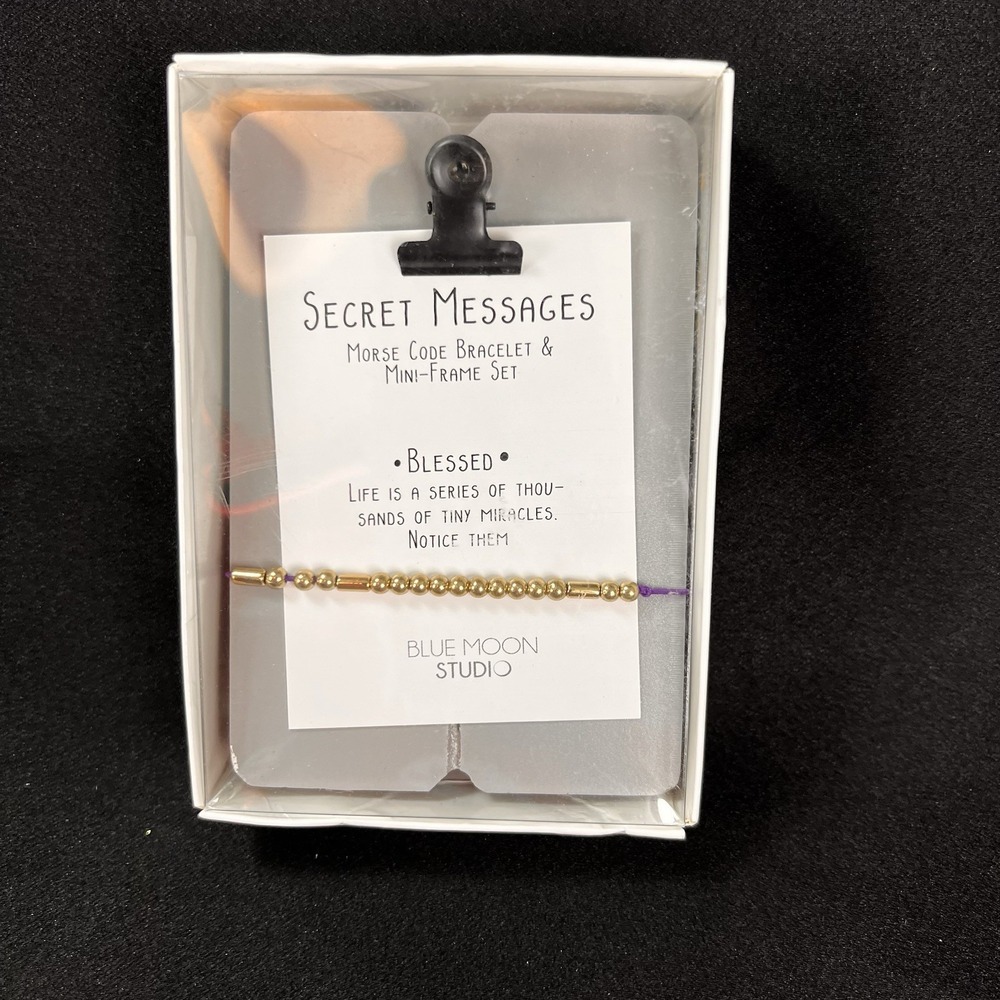 Blue Moon Studio Morse Code Bracelet Set Womens OS Gold Purple NEW Blessed Frame